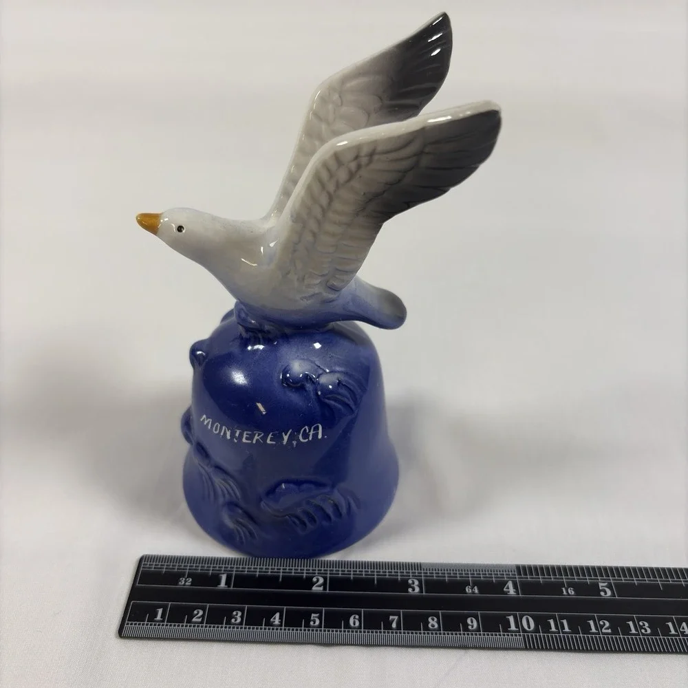 Vintage Monterey CA Ceramic Bell Seagull Ocean Waves California S2-383